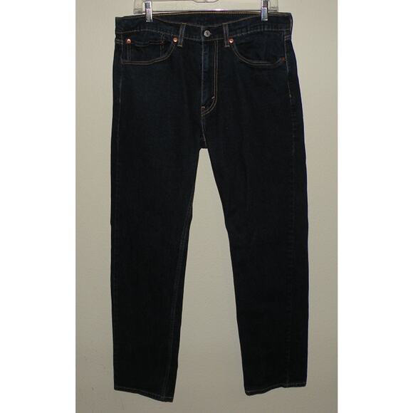 Levi’s 505 Straight Leg Men's Jeans 34 x 32 Dark Wash Blue Stretch Red Tab - Picture 1 of 3